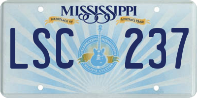 MS license plate LSC237