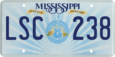 MS license plate LSC238