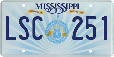 MS license plate LSC251