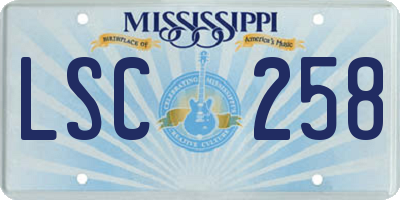 MS license plate LSC258