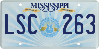 MS license plate LSC263