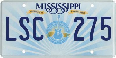 MS license plate LSC275