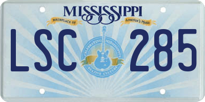 MS license plate LSC285