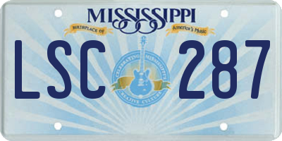 MS license plate LSC287