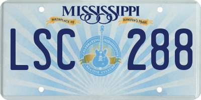 MS license plate LSC288