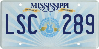 MS license plate LSC289