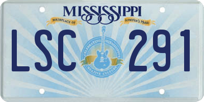 MS license plate LSC291