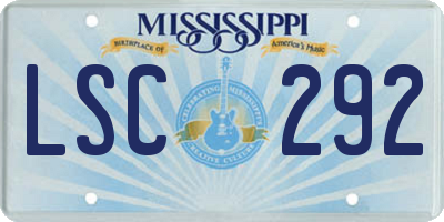 MS license plate LSC292
