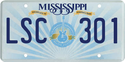 MS license plate LSC301