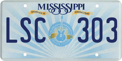 MS license plate LSC303