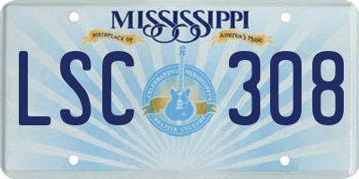 MS license plate LSC308