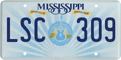MS license plate LSC309