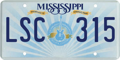 MS license plate LSC315
