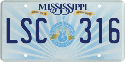 MS license plate LSC316