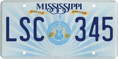 MS license plate LSC345