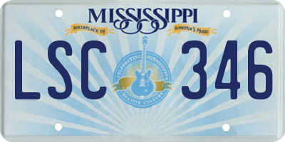 MS license plate LSC346