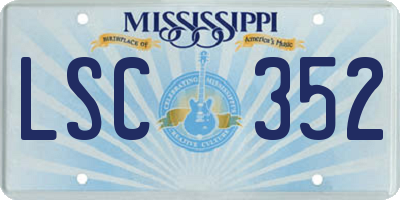MS license plate LSC352