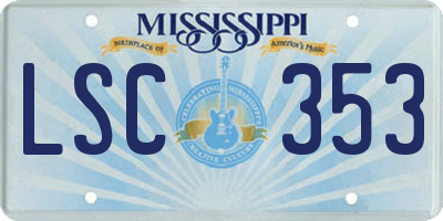 MS license plate LSC353
