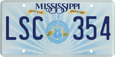 MS license plate LSC354
