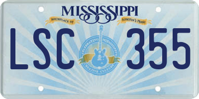 MS license plate LSC355