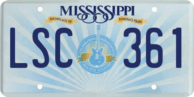 MS license plate LSC361