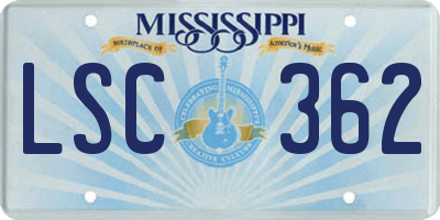 MS license plate LSC362