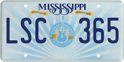 MS license plate LSC365