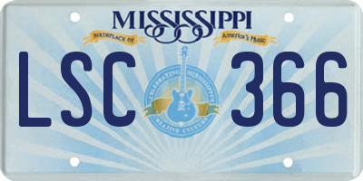MS license plate LSC366