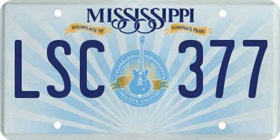 MS license plate LSC377