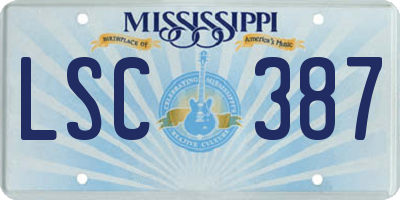 MS license plate LSC387
