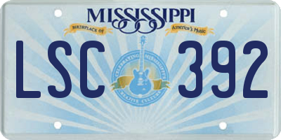 MS license plate LSC392