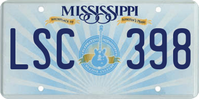 MS license plate LSC398