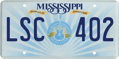 MS license plate LSC402