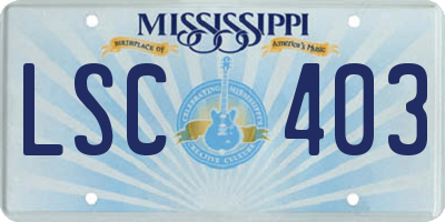 MS license plate LSC403