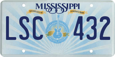 MS license plate LSC432
