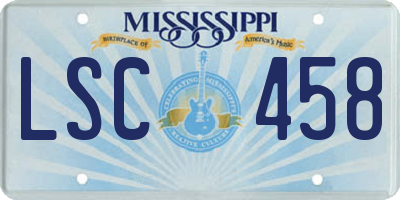 MS license plate LSC458