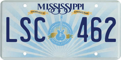 MS license plate LSC462