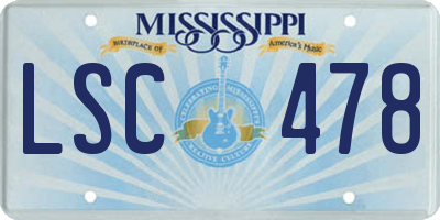 MS license plate LSC478