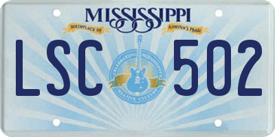 MS license plate LSC502