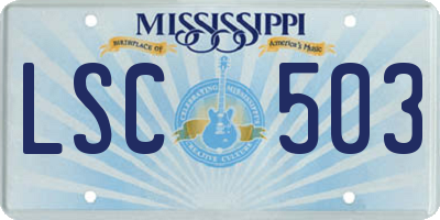 MS license plate LSC503