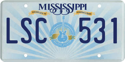 MS license plate LSC531