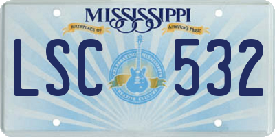 MS license plate LSC532