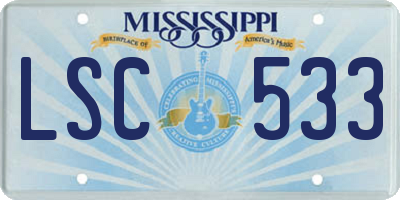 MS license plate LSC533