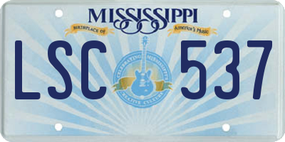 MS license plate LSC537