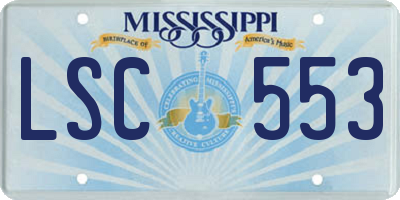 MS license plate LSC553