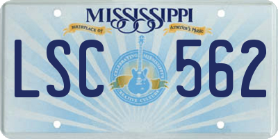 MS license plate LSC562