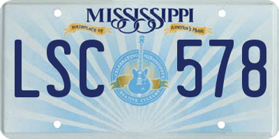 MS license plate LSC578
