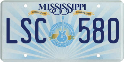 MS license plate LSC580