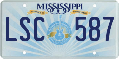 MS license plate LSC587