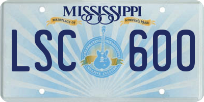 MS license plate LSC600